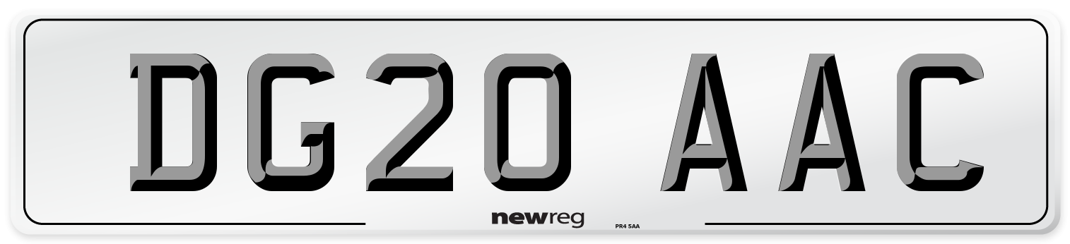 DG20 AAC Number Plate from New Reg
